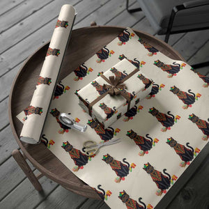 Cute Kwanzaa Cat Dashiki Wrapping Paper Roll African Heritage Gift TS12 Beige Print Your Wear