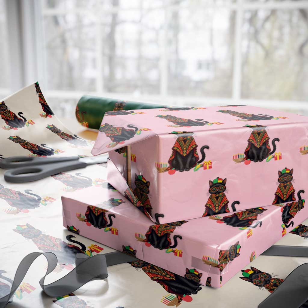 Cute Kwanzaa Cat Dashiki Wrapping Paper Roll African Heritage Gift TS12 Light Pink Print Your Wear