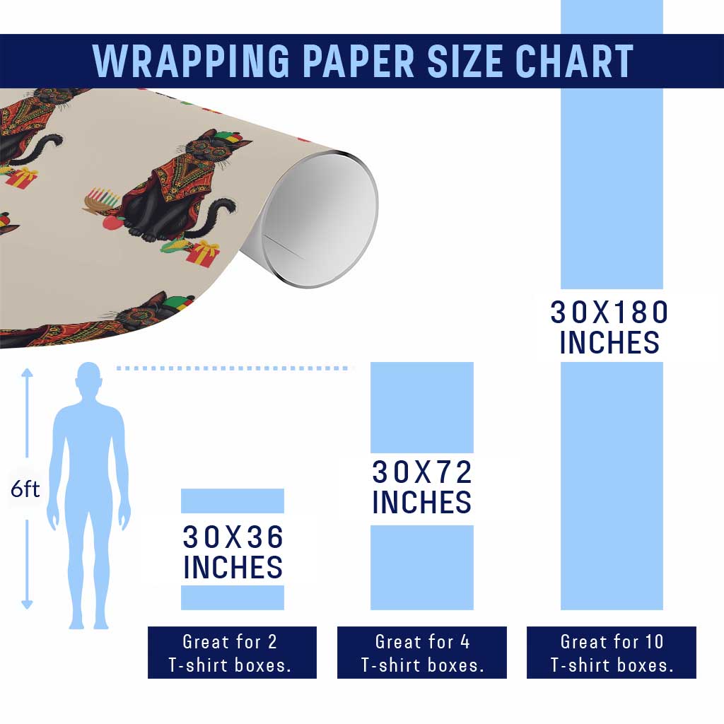 Cute Kwanzaa Cat Dashiki Wrapping Paper Roll African Heritage Gift TS12 Print Your Wear