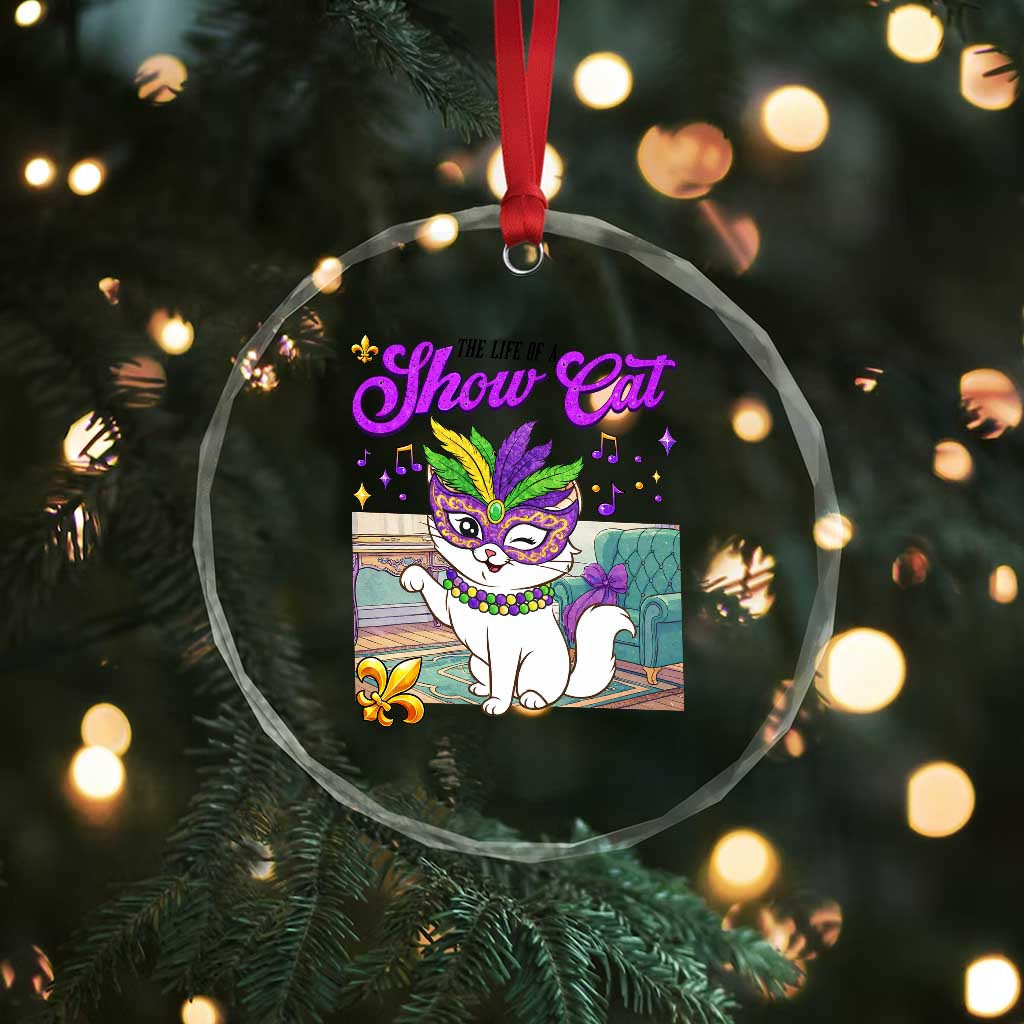 Cute Mardi Gras Cat Crystal Glass Ornament The Life Of The Showcat TS14 Print Your Wear