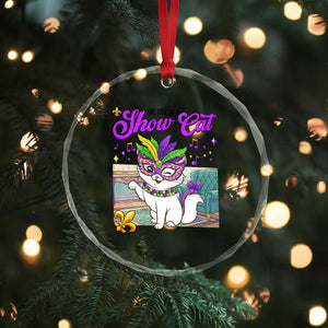 Cute Mardi Gras Cat Crystal Glass Ornament The Life Of The Showcat TS14 Print Your Wear