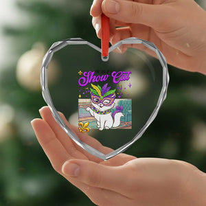 Cute Mardi Gras Cat Heart Crystal Glass Ornament The Life Of The Showcat TS14 Print Your Wear