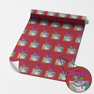 Cute Mardi Gras Cat Wrapping Paper Roll The Life Of The Showcat TS14 Red Print Your Wear