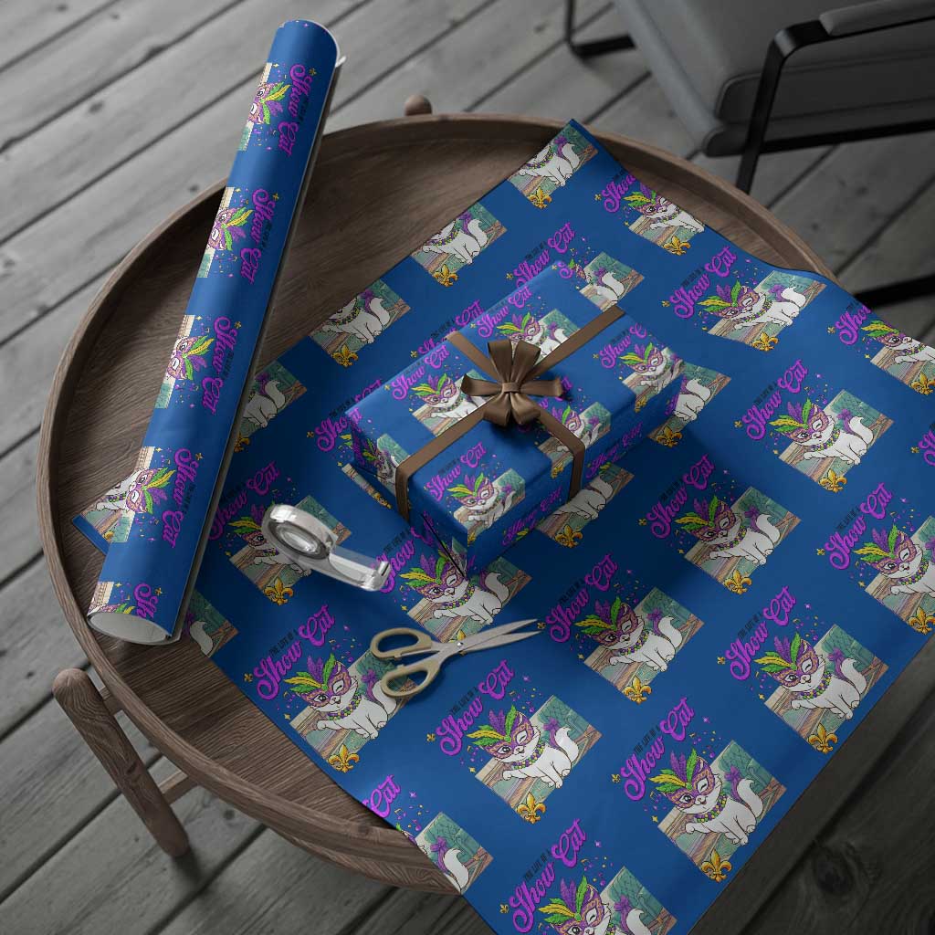 Cute Mardi Gras Cat Wrapping Paper Roll The Life Of The Showcat TS14 Blue Print Your Wear