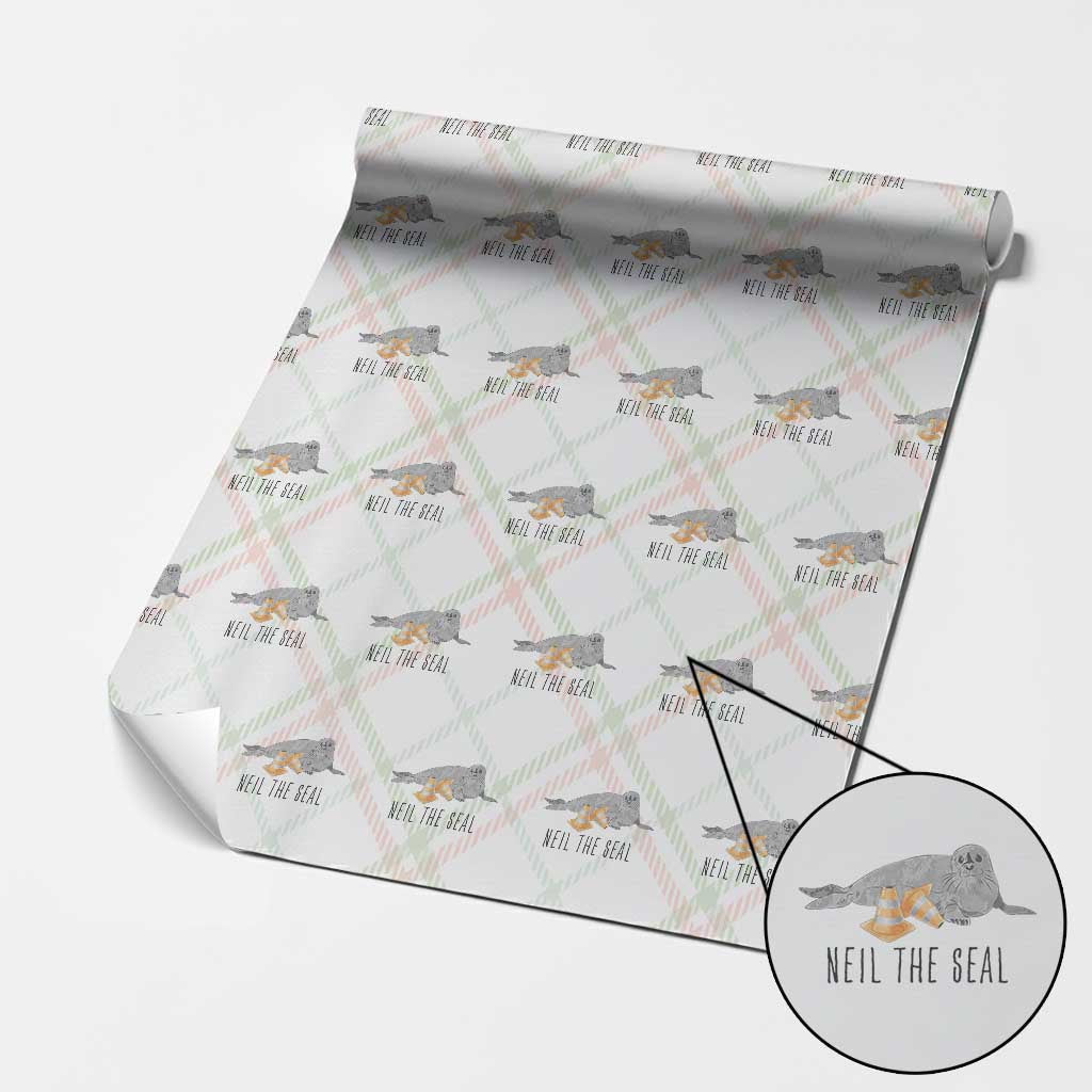 Cute Neil the Seal Traffic Cone Meme Wrapping Paper Roll Funny Viral Chaotic Southern Elephant Seal TS02 Christmas Plaid Print Your Wear