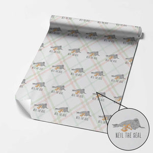 Cute Neil the Seal Traffic Cone Meme Wrapping Paper Roll Funny Viral Chaotic Southern Elephant Seal TS02 Christmas Plaid Print Your Wear