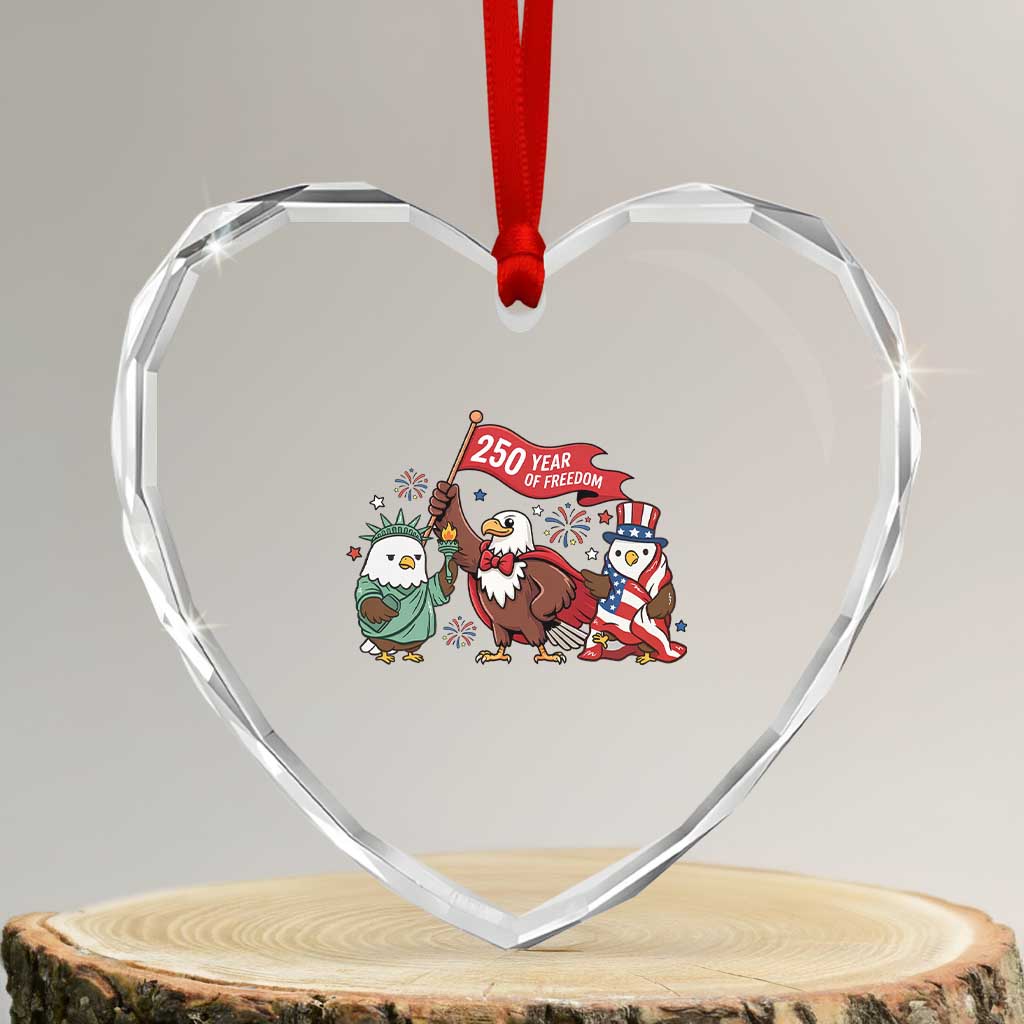 Cute Patriotic Eagle 250 Years Of Freedom Heart Crystal Glass Ornament American Pride Gift TS12 Transparent Glass 3'' Heart Print Your Wear