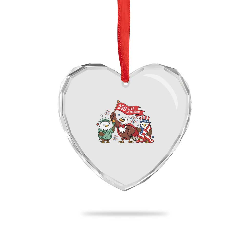 Cute Patriotic Eagle 250 Years Of Freedom Heart Crystal Glass Ornament American Pride Gift TS12 Print Your Wear