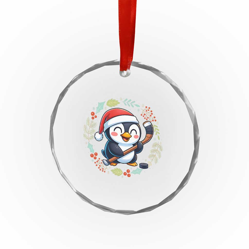 Cute Penguin Playing Ice Hockey Crystal Glass Ornament Funny Christmas Gift TS12 Print Your Wear