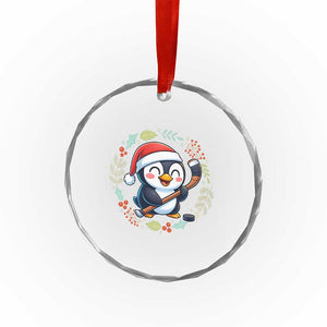 Cute Penguin Playing Ice Hockey Crystal Glass Ornament Funny Christmas Gift TS12 Print Your Wear