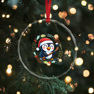 Cute Penguin Playing Ice Hockey Crystal Glass Ornament Funny Christmas Gift TS12 Print Your Wear