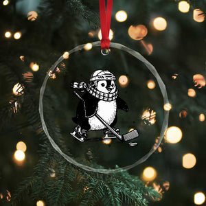 Cute Penguin Playing Ice Hockey Crystal Glass Ornament Funny Sports Lover Gift TS12 Print Your Wear