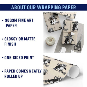 Cute Penguin Playing Ice Hockey Wrapping Paper Roll Funny Sports Lover Gift TS12 Print Your Wear