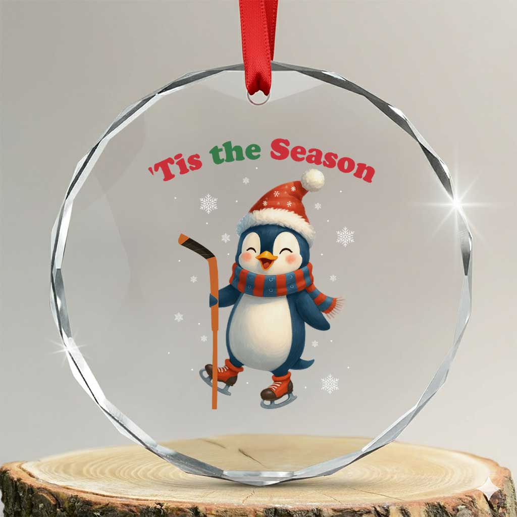 Cute Penguin Tis The Season Crystal Glass Ornament Funny Christmas Gift For Holiday Fans TS12 Transparent Glass 3'' Circle Print Your Wear