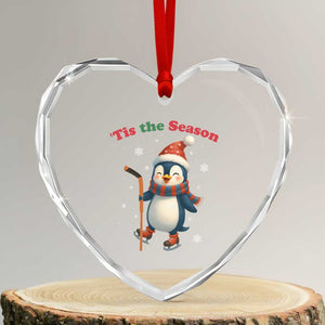Cute Penguin Tis The Season Heart Crystal Glass Ornament Funny Christmas Gift For Holiday Fans TS12 Transparent Glass 3'' Heart Print Your Wear
