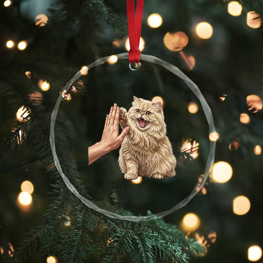 Cute Persian Cat High Five Crystal Glass Ornament Cat Lover TS12 Print Your Wear
