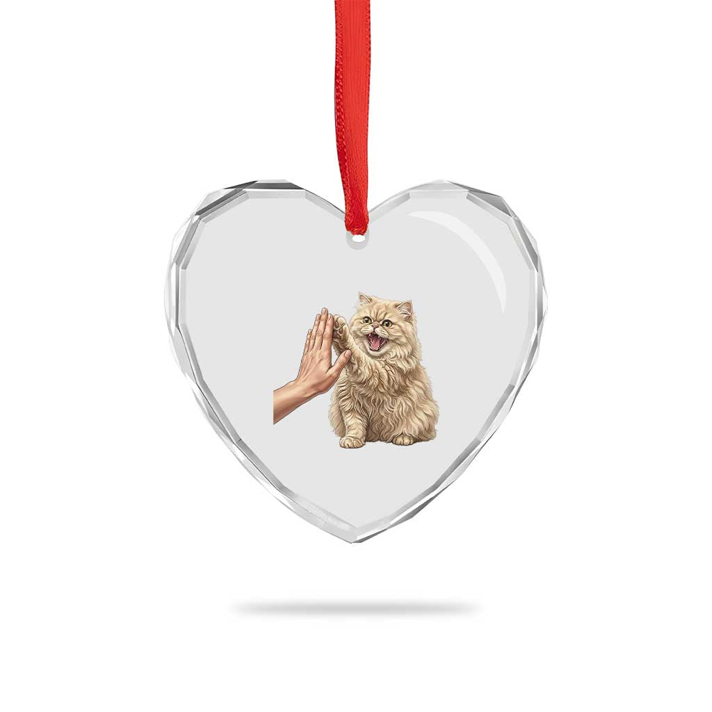 Cute Persian Cat High Five Heart Crystal Glass Ornament Cat Lover TS12 Print Your Wear