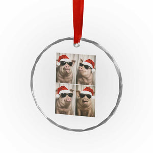 Cute Pig Christmas Selfie Crystal Glass Ornament Funny Holiday Photobooth Gift TS12 Print Your Wear