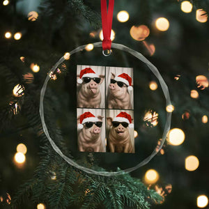 Cute Pig Christmas Selfie Crystal Glass Ornament Funny Holiday Photobooth Gift TS12 Print Your Wear