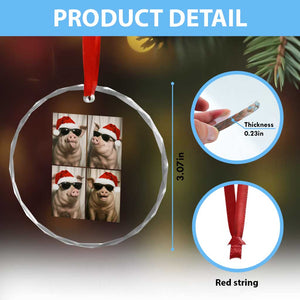 Cute Pig Christmas Selfie Crystal Glass Ornament Funny Holiday Photobooth Gift TS12 Print Your Wear