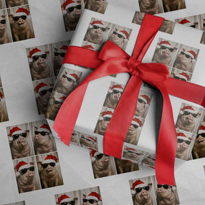 Cute Pig Christmas Selfie Wrapping Paper Roll Funny Holiday Photobooth Gift TS12 White Print Your Wear