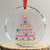 Cute Pink Flamingo Xmas Tree Crystal Glass Ornament With Hibiscus Merry Xmas TS02 Transparent Glass 3'' Circle Print Your Wear
