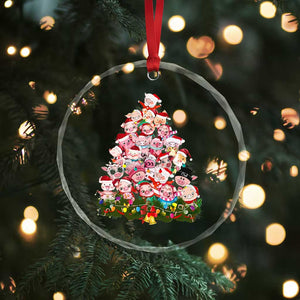 Cute Pink Pigs Xmas Tree Crystal Glass Ornament Funny Farmer Xmas Lights Festive Vibe TS02 Print Your Wear