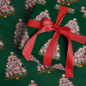 Cute Pink Pigs Xmas Tree Wrapping Paper Roll Funny Farmer Xmas Lights Festive Vibe TS02 Green Print Your Wear
