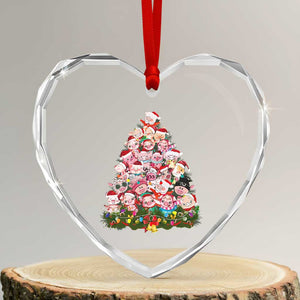 Cute Pink Pigs Xmas Tree Heart Crystal Glass Ornament Funny Farmer Xmas Lights Festive Vibe TS02 Transparent Glass 3'' Heart Print Your Wear