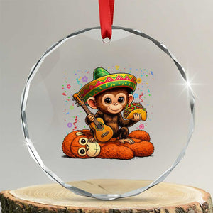 Cute Punch Baby Monkey Cinco De Mayo Crystal Glass Ornament Funny Animal Gift TS12 Transparent Glass 3'' Circle Print Your Wear