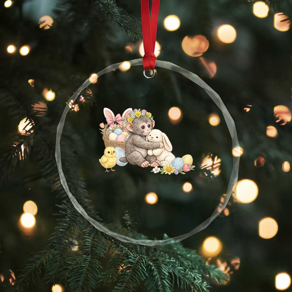 Cute Punch Baby Monkey Easter Crystal Glass Ornament Funny Animal Gift TS12 Print Your Wear