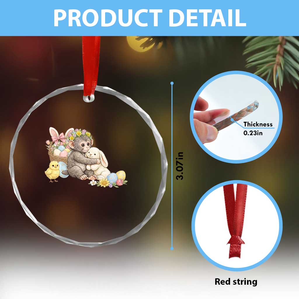 Cute Punch Baby Monkey Easter Crystal Glass Ornament Funny Animal Gift TS12 Print Your Wear