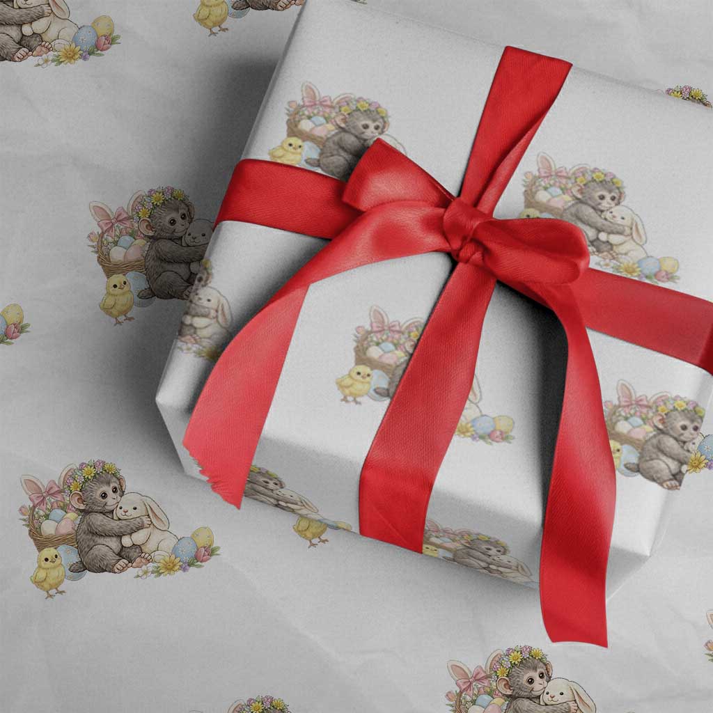 Cute Punch Baby Monkey Easter Wrapping Paper Roll Funny Animal Gift TS12 White Print Your Wear
