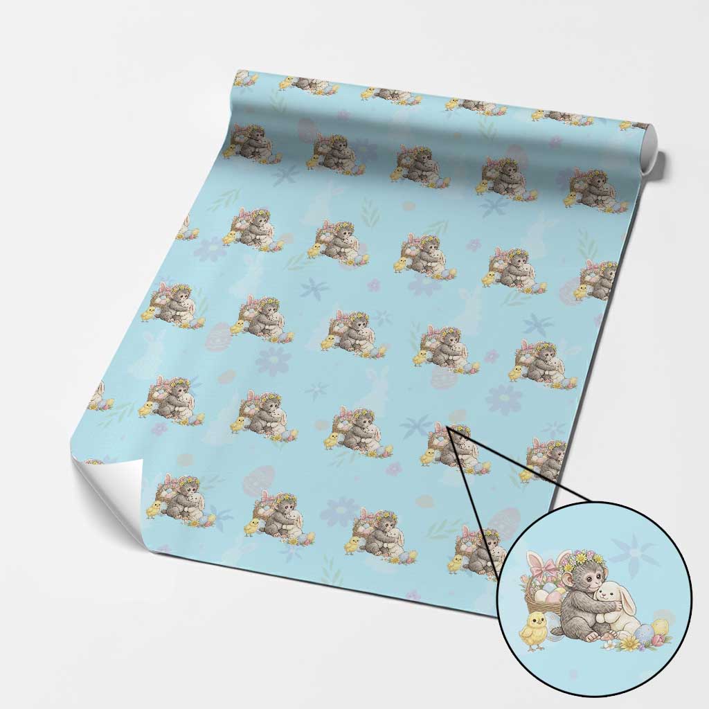 Cute Punch Baby Monkey Easter Wrapping Paper Roll Funny Animal Gift TS12 Light Blue Print Your Wear