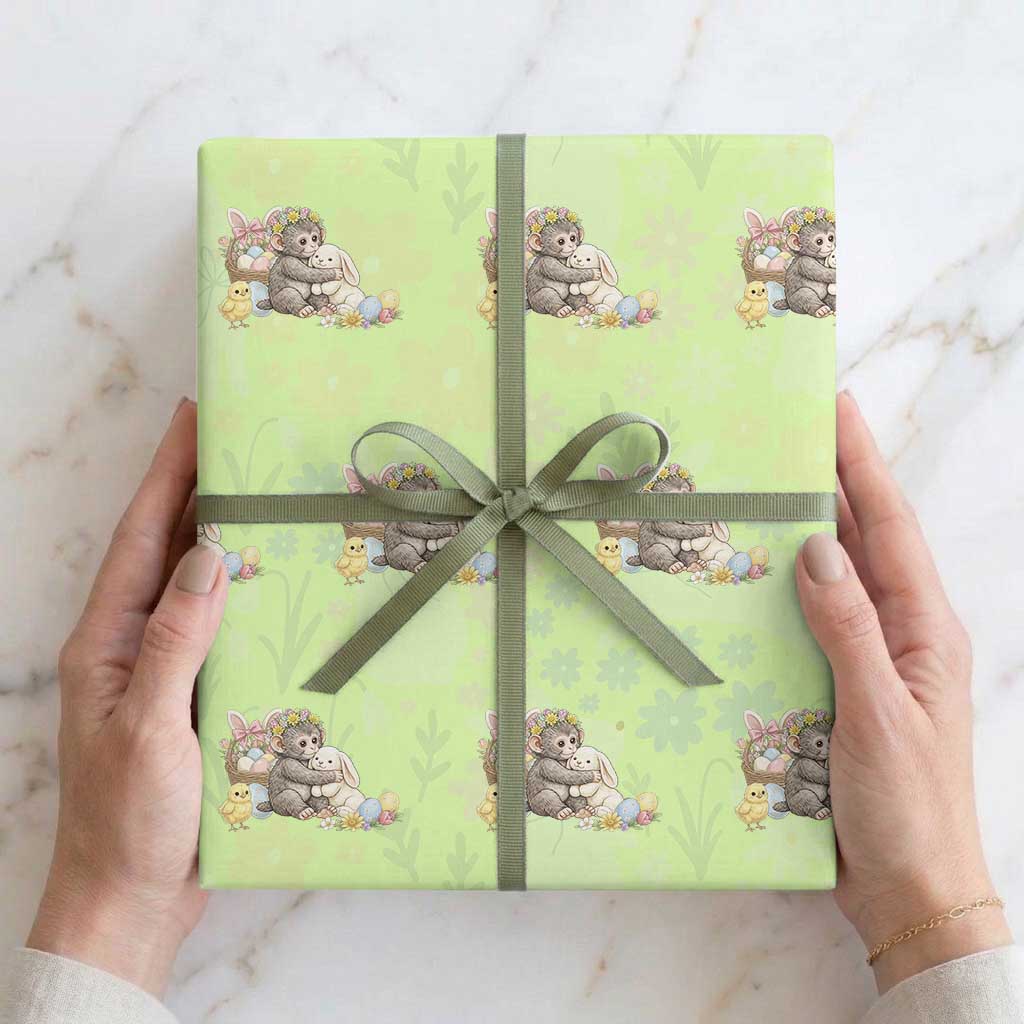 Cute Punch Baby Monkey Easter Wrapping Paper Roll Funny Animal Gift TS12 Lime Print Your Wear