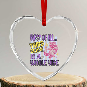 Cute Raccoon 3rd Grade Student Teacher Preppy Style Heart Crystal Glass Ornament First of All Third Grade Is A Whole Vibe Back To School