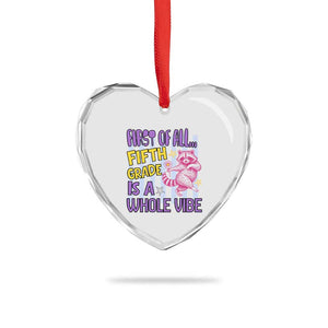 Cute Raccoon 5th Grade Student Teacher Preppy Style Heart Crystal Glass Ornament First of All Fifth Grade Is A Whole Vibe Back To School
