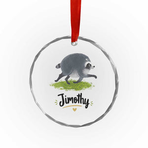 Cute Running Jimothy the Raccoon Crystal Glass Ornament Viral Seattle Trash Panda Meme TS02 Print Your Wear
