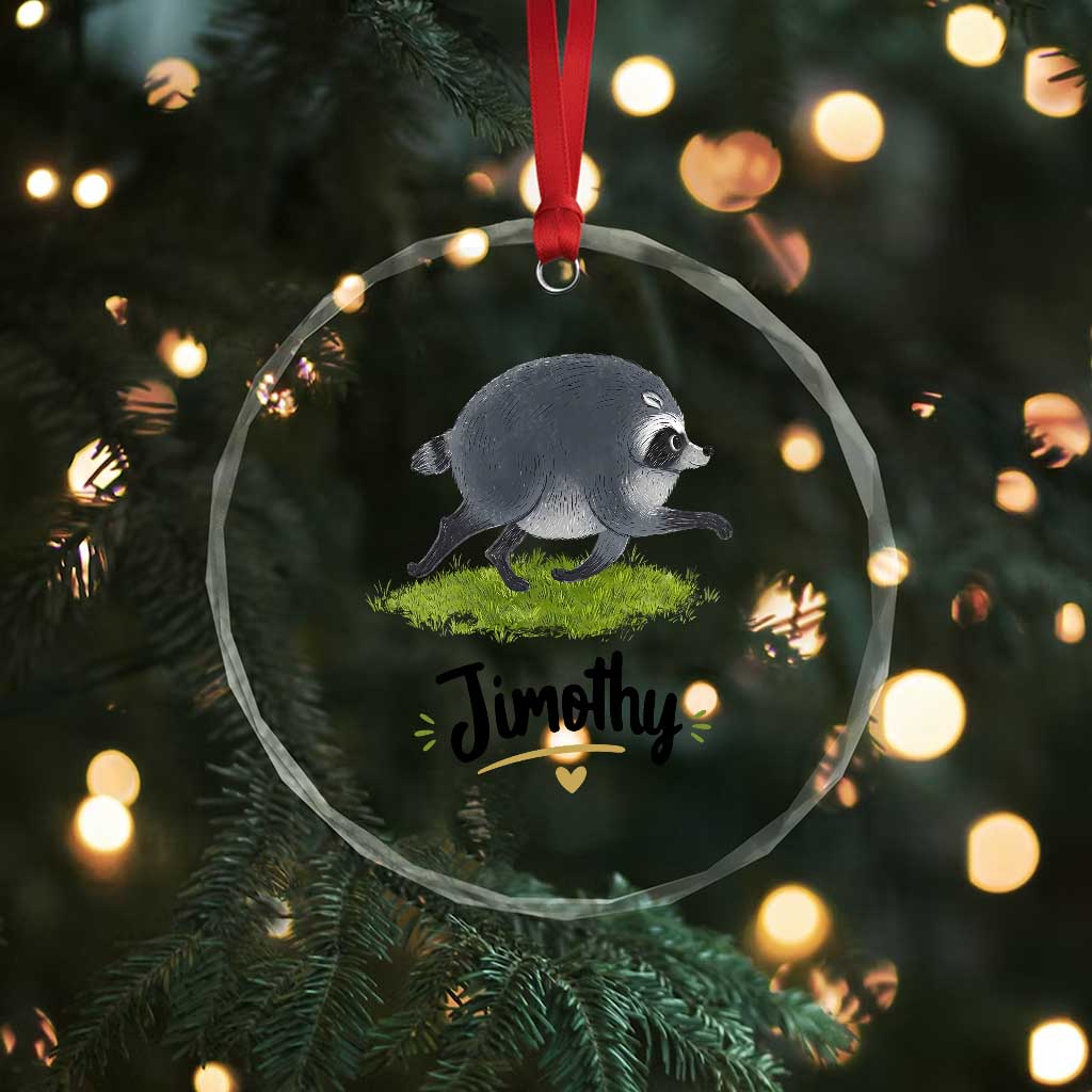 Cute Running Jimothy the Raccoon Crystal Glass Ornament Viral Seattle Trash Panda Meme TS02 Print Your Wear