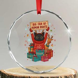 Cute Santa Cat Big Fan Of Human Rights Crystal Glass Ornament Christmas Supporters TS12 Transparent Glass 3'' Circle Print Your Wear