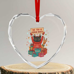 Cute Santa Cat Big Fan Of Human Rights Heart Crystal Glass Ornament Christmas Supporters TS12 Transparent Glass 3'' Heart Print Your Wear