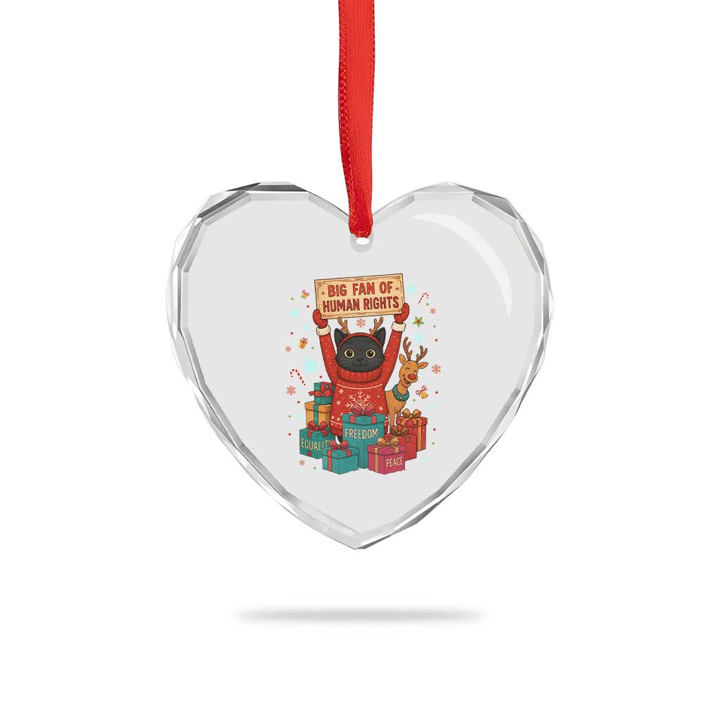 Cute Santa Cat Big Fan Of Human Rights Heart Crystal Glass Ornament Christmas Supporters TS12 Print Your Wear