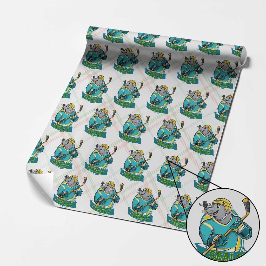 Cute Seal Playing Ice Hockey Wrapping Paper Roll Funny Winter Sports Gift TS12 Christmas Plaid Print Your Wear