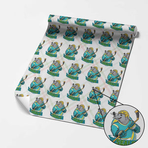 Cute Seal Playing Ice Hockey Wrapping Paper Roll Funny Winter Sports Gift TS12 Christmas Plaid Print Your Wear