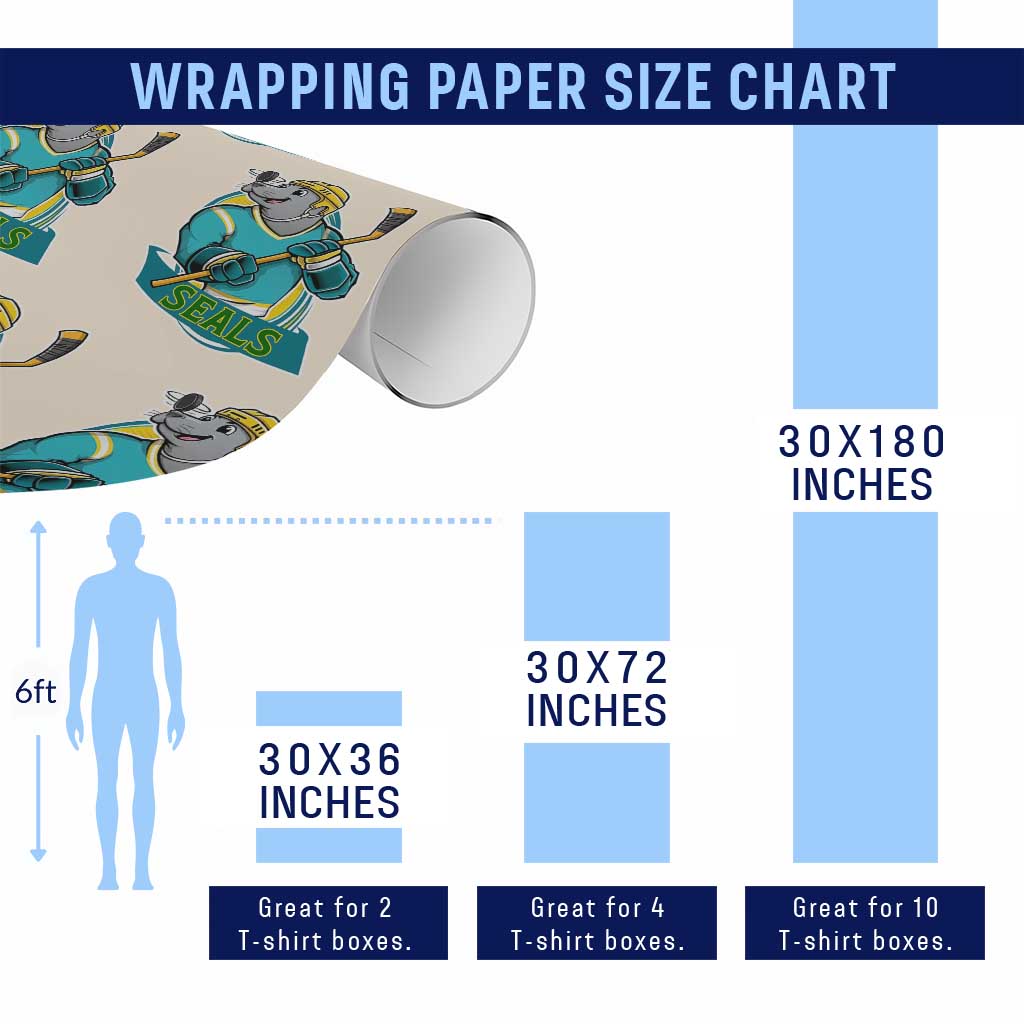 Cute Seal Playing Ice Hockey Wrapping Paper Roll Funny Winter Sports Gift TS12 Print Your Wear