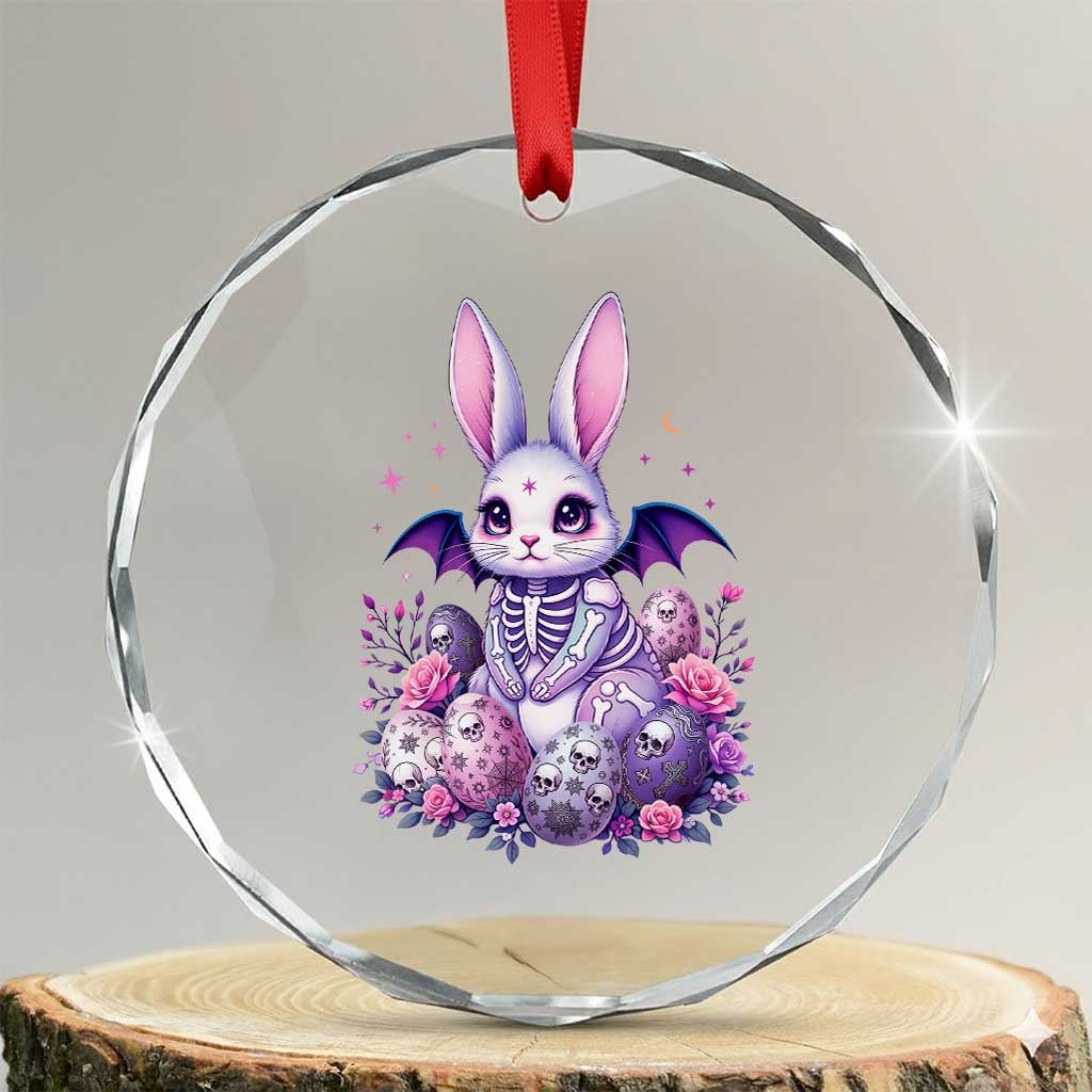 Cute Spooky Easter Bunny Crystal Glass Ornament Pastel Goth Rabbit Gift TS12 Transparent Glass 3'' Circle Print Your Wear
