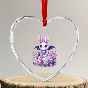 Cute Spooky Easter Bunny Heart Crystal Glass Ornament Pastel Goth Rabbit Gift TS12 Transparent Glass 3'' Heart Print Your Wear