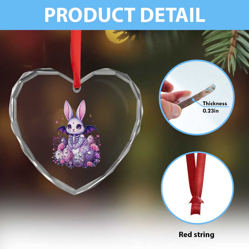 Cute Spooky Easter Bunny Heart Crystal Glass Ornament Pastel Goth Rabbit Gift TS12 Print Your Wear