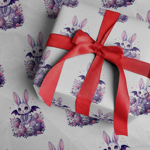 Cute Spooky Easter Bunny Wrapping Paper Roll Pastel Goth Rabbit Gift TS12 White Print Your Wear