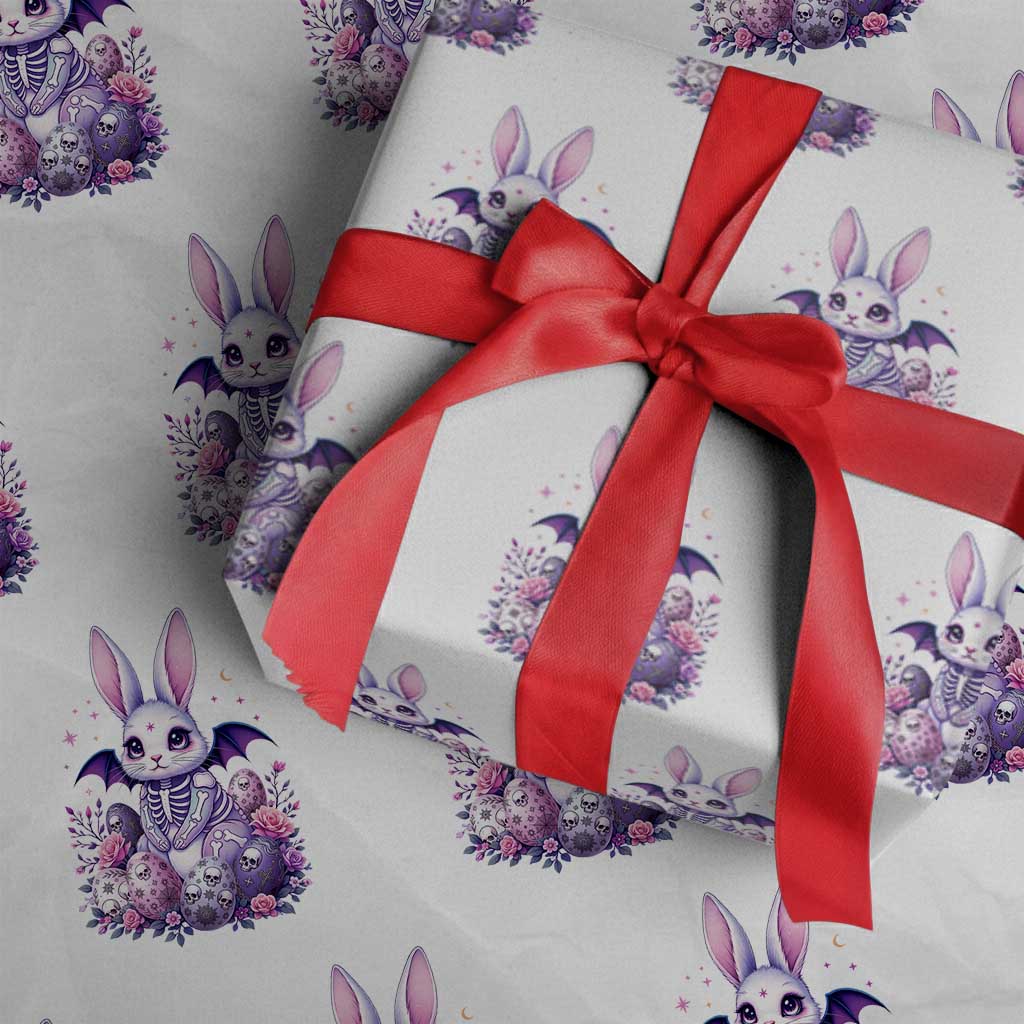 Cute Spooky Easter Bunny Wrapping Paper Roll Pastel Goth Rabbit Gift TS12 White Print Your Wear